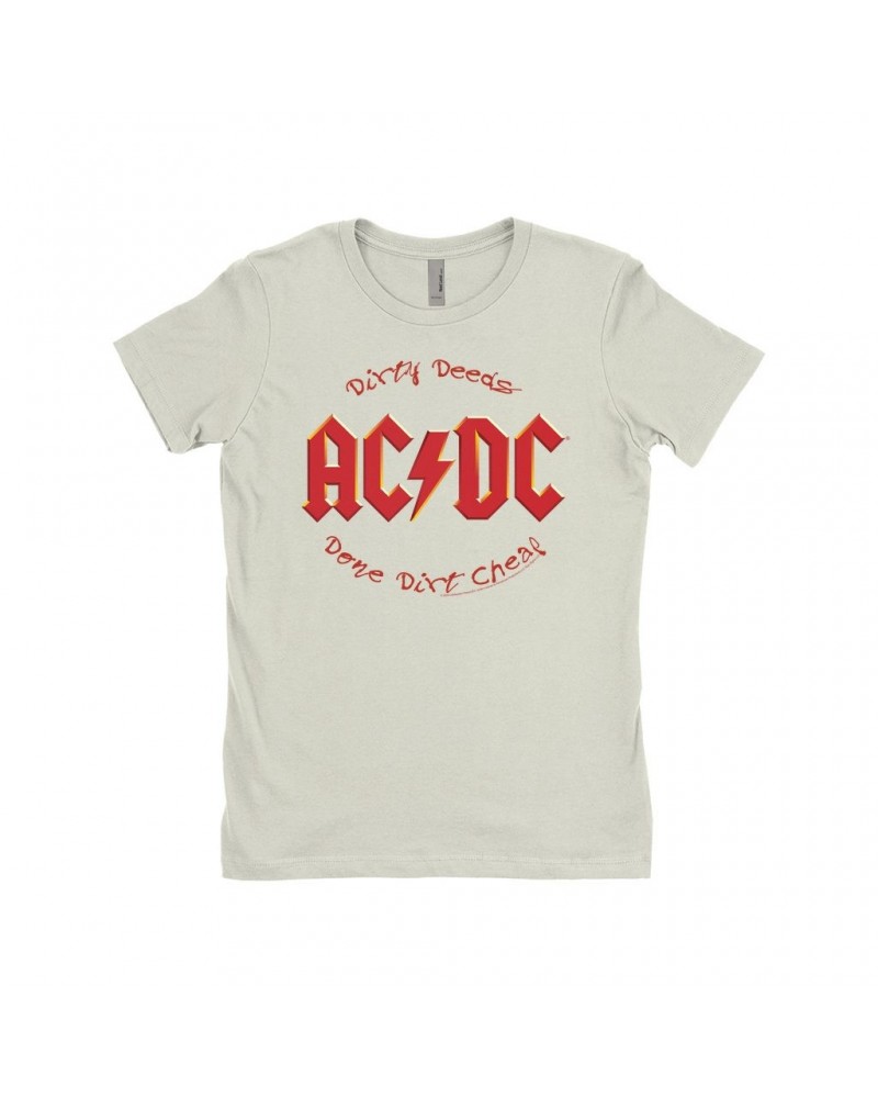 AC/DC Ladies' Boyfriend T-Shirt | Dirty Deeds Done Dirt Cheap Script Design Shirt $8.73 Shirts