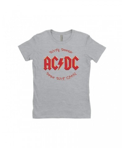 AC/DC Ladies' Boyfriend T-Shirt | Dirty Deeds Done Dirt Cheap Script Design Shirt $8.73 Shirts