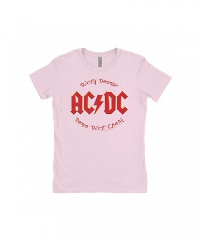 AC/DC Ladies' Boyfriend T-Shirt | Dirty Deeds Done Dirt Cheap Script Design Shirt $8.73 Shirts