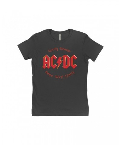 AC/DC Ladies' Boyfriend T-Shirt | Dirty Deeds Done Dirt Cheap Script Design Shirt $8.73 Shirts