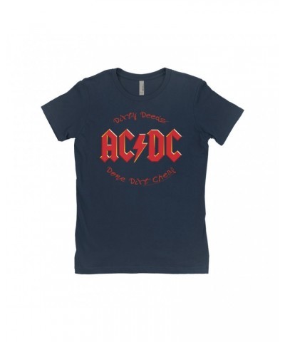 AC/DC Ladies' Boyfriend T-Shirt | Dirty Deeds Done Dirt Cheap Script Design Shirt $8.73 Shirts