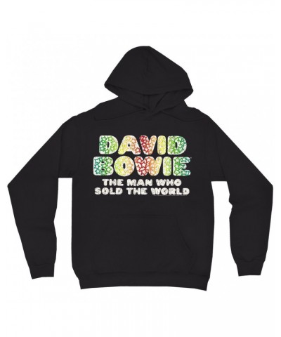 David Bowie Hoodie | Rainbow Funky The Man Who Sold The World Logo Distressed Hoodie $19.18 Sweatshirts