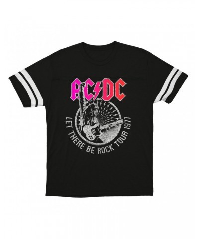 AC/DC T-Shirt | Let There Be Rock Tour 1977 Silver Bling Design Football Shirt $15.49 Shirts