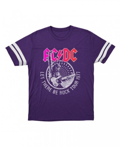 AC/DC T-Shirt | Let There Be Rock Tour 1977 Silver Bling Design Football Shirt $15.49 Shirts