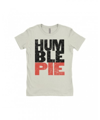 Humble Pie Ladies' Boyfriend T-Shirt | Black Red Large Logo Distressed Shirt $11.98 Shirts