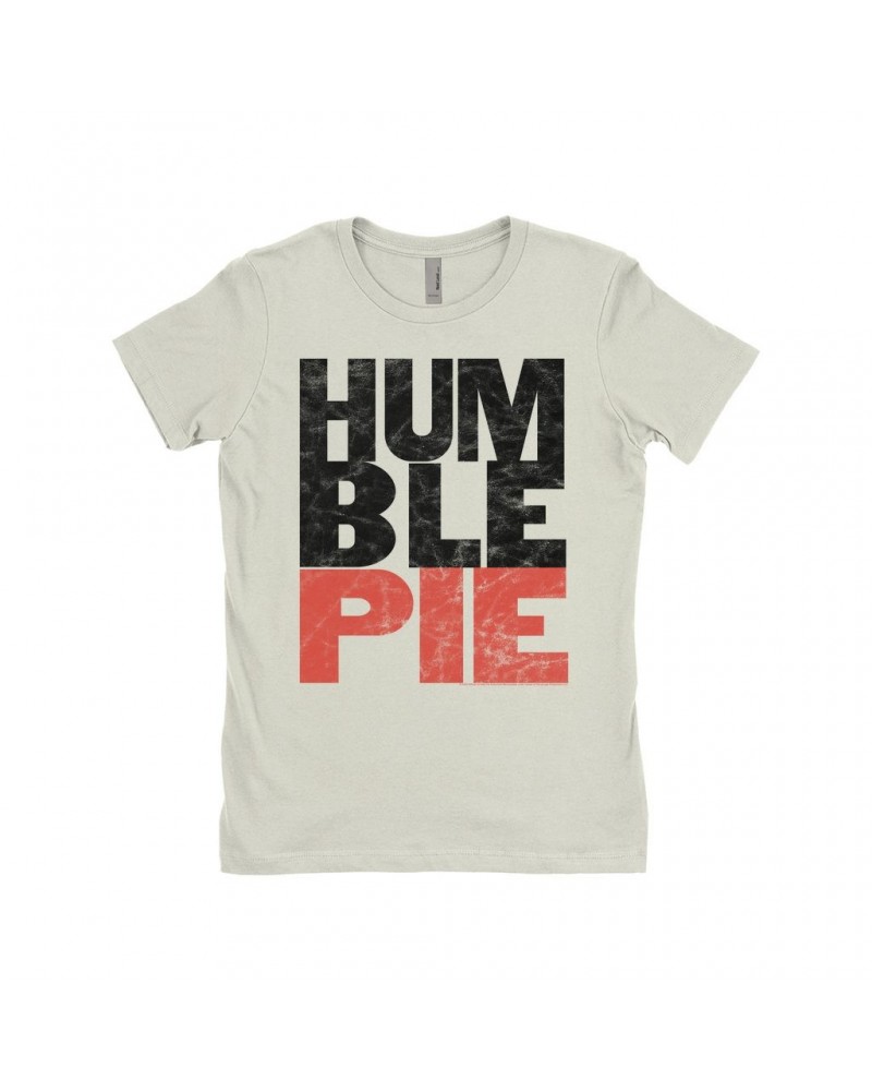 Humble Pie Ladies' Boyfriend T-Shirt | Black Red Large Logo Distressed Shirt $11.98 Shirts