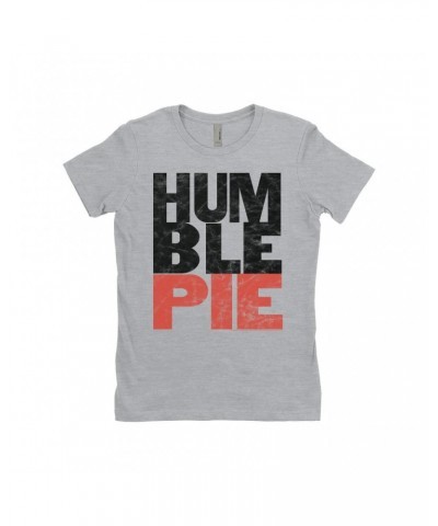 Humble Pie Ladies' Boyfriend T-Shirt | Black Red Large Logo Distressed Shirt $11.98 Shirts