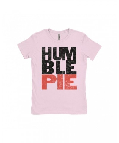 Humble Pie Ladies' Boyfriend T-Shirt | Black Red Large Logo Distressed Shirt $11.98 Shirts