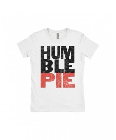 Humble Pie Ladies' Boyfriend T-Shirt | Black Red Large Logo Distressed Shirt $11.98 Shirts