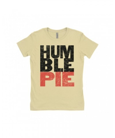 Humble Pie Ladies' Boyfriend T-Shirt | Black Red Large Logo Distressed Shirt $11.98 Shirts