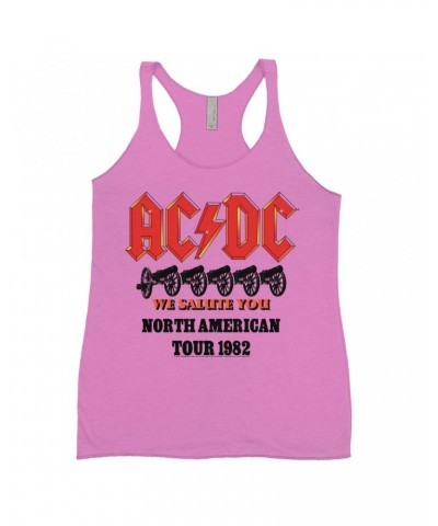 AC/DC Bold Colored Racerback Tank | We Salute You North American Tour 1982 Shirt $11.58 Shirts