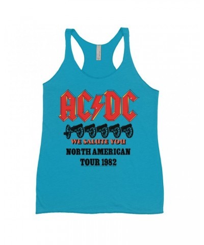 AC/DC Bold Colored Racerback Tank | We Salute You North American Tour 1982 Shirt $11.58 Shirts