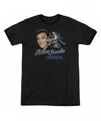 Elvis Presley Shirt | BLUE SUEDE SHOES Premium Ringer Tee $10.12 Shirts