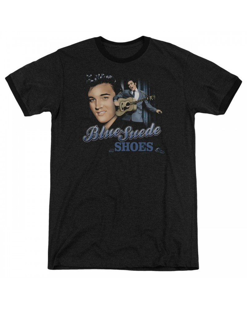 Elvis Presley Shirt | BLUE SUEDE SHOES Premium Ringer Tee $10.12 Shirts