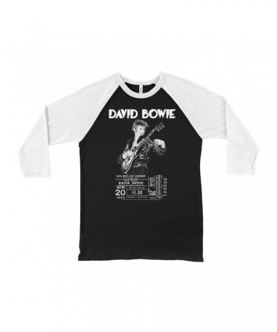 David Bowie 3/4 Sleeve Baseball Tee | On Stage With Ticket At Santa Monica Shirt $11.98 Shirts