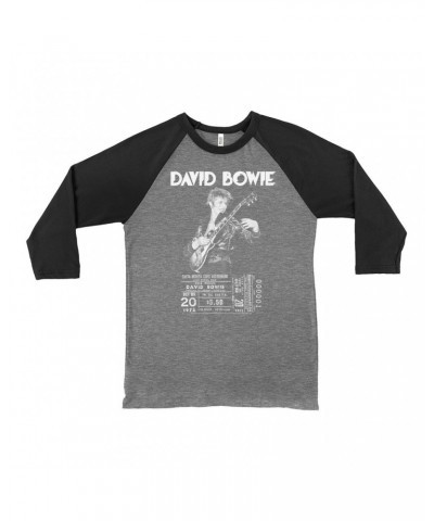 David Bowie 3/4 Sleeve Baseball Tee | On Stage With Ticket At Santa Monica Shirt $11.98 Shirts