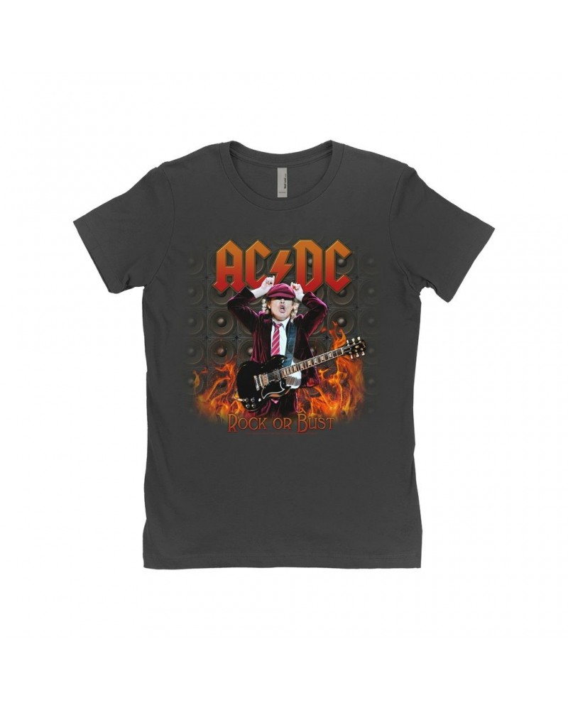 AC/DC Ladies' Boyfriend T-Shirt | Angus Rock Or Bust Shirt $7.73 Shirts