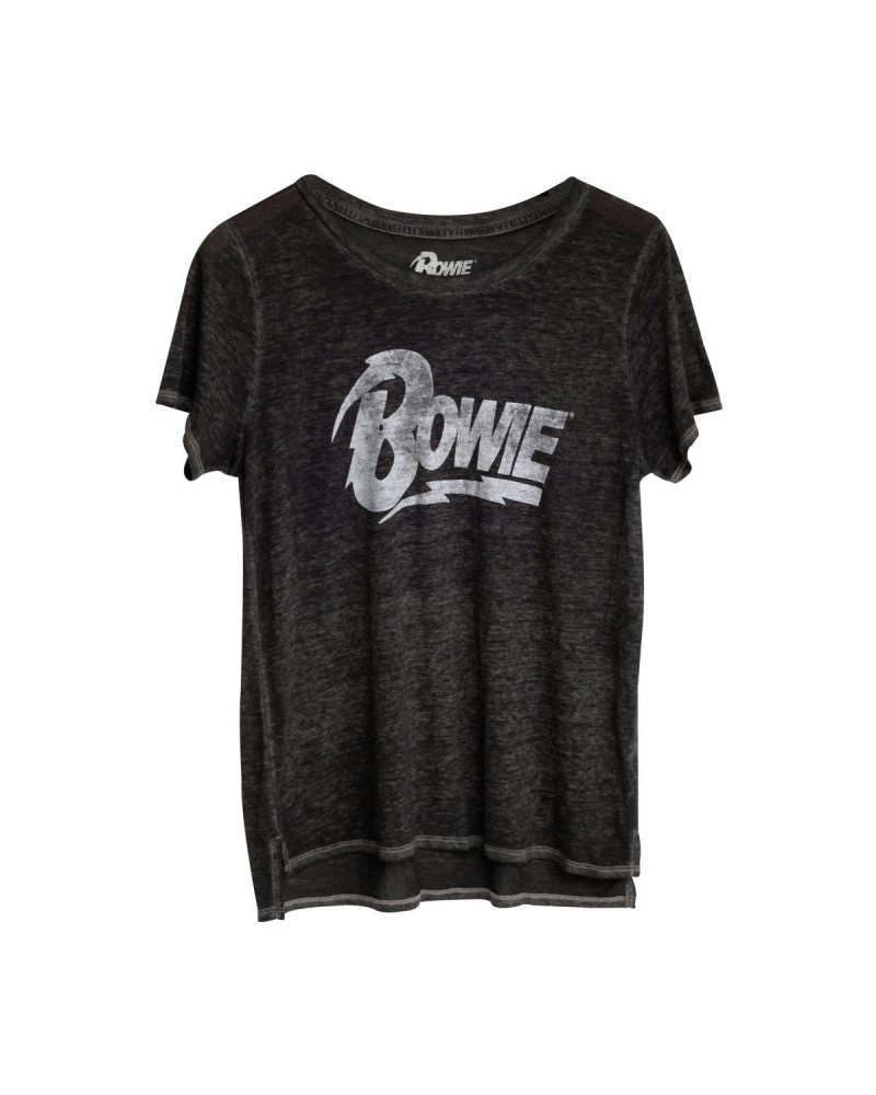 David Bowie Bowie Dark Grey Women's T-shirt $7.50 Shirts