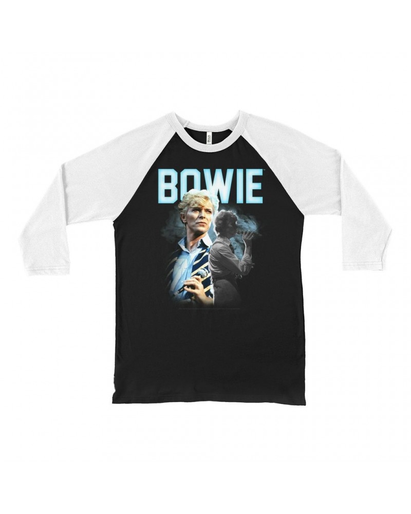 David Bowie 3/4 Sleeve Baseball Tee | Bowie 1983 Concert Imagery Shirt $12.58 Shirts