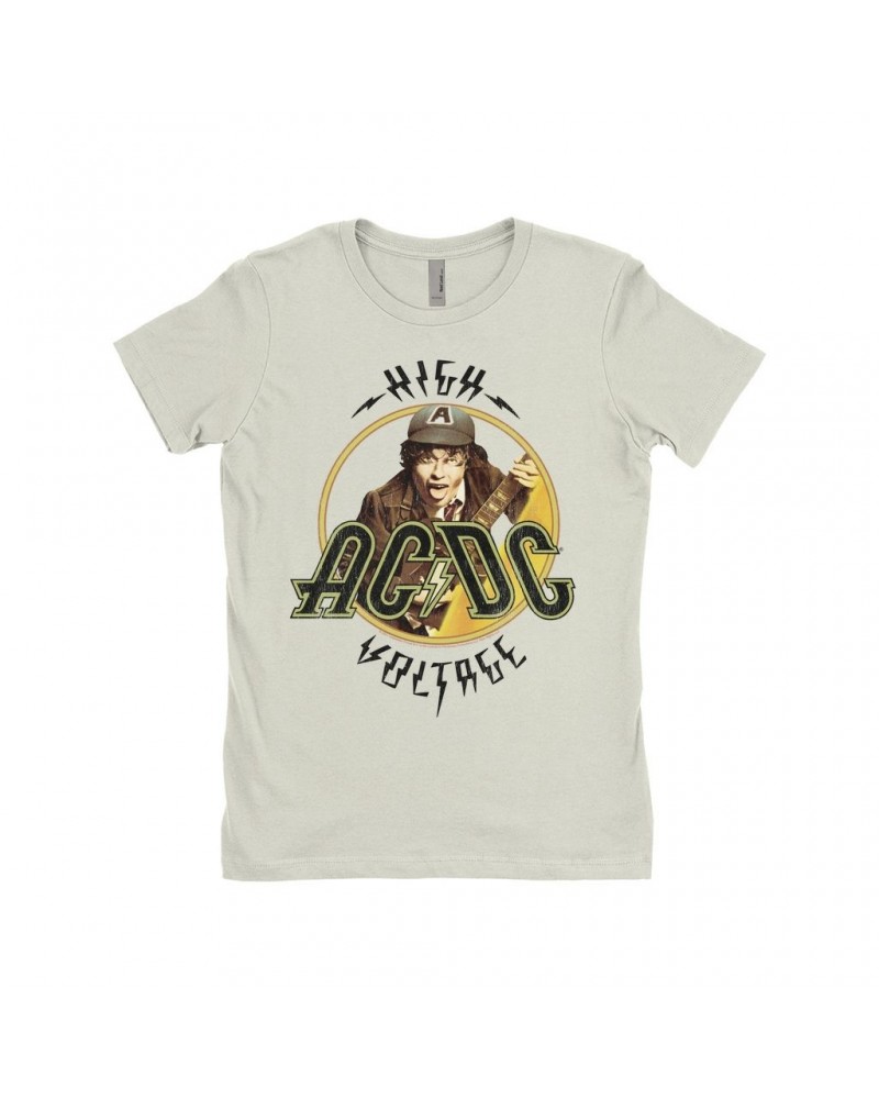 AC/DC Ladies' Boyfriend T-Shirt | High Voltage Album Design Distressed Shirt $11.73 Shirts