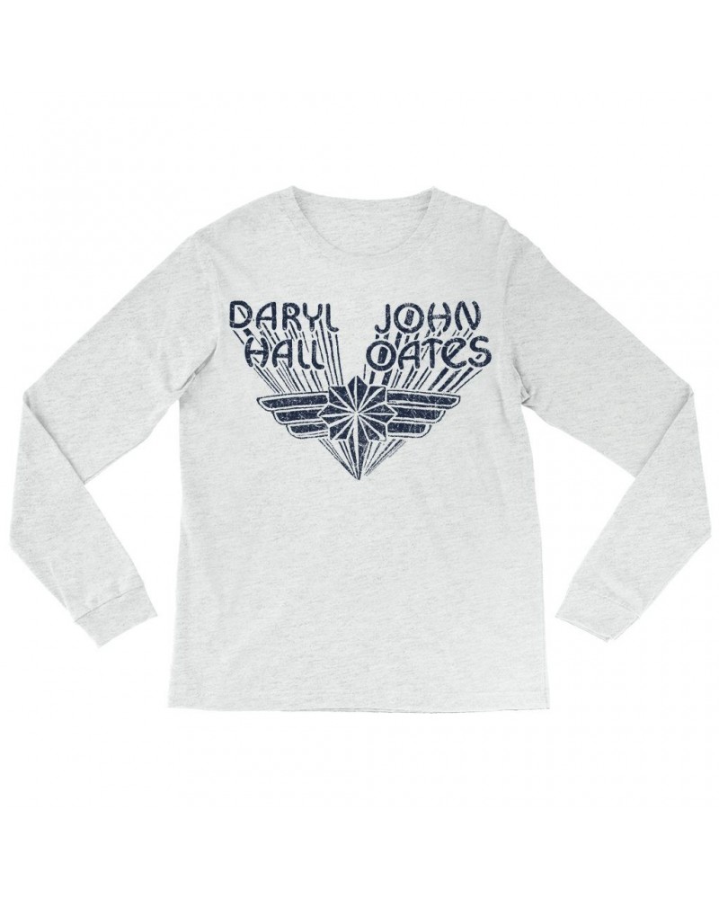 Daryl Hall & John Oates Long Sleeve Shirt | Navy Wings Logo Distressed Shirt $12.28 Shirts