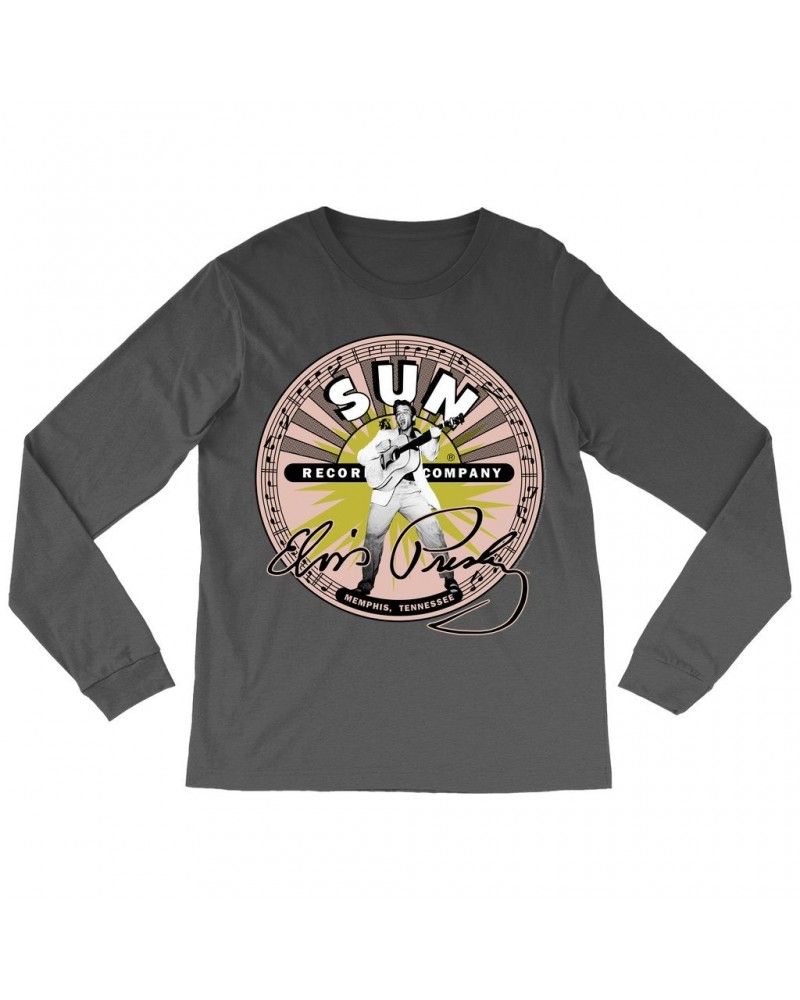 Elvis Presley Sun Records Long Sleeve Shirt | SIgnature With Burst Sun Records Shirt $11.98 Shirts