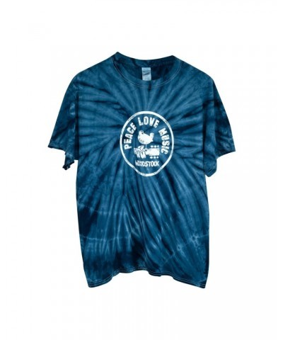 Woodstock Peace Love Music Circle Logo Tie Dye Blue T-shirt $1.60 Shirts