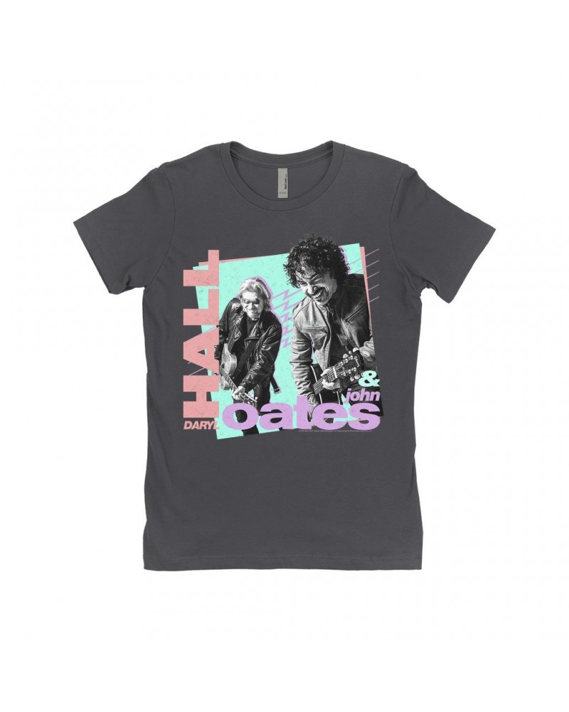 Daryl Hall & John Oates Ladies' Boyfriend T-Shirt | Retro Pastel Square And Lines Design Shirt $11.23 Shirts