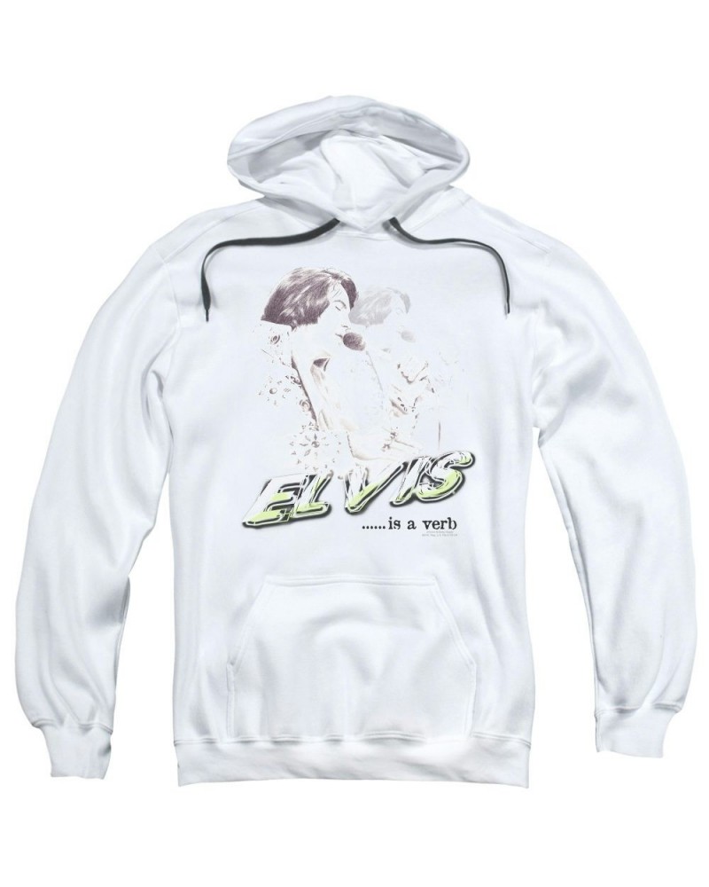 Elvis Presley Hoodie | ELVIS IS A VERB Pull-Over Sweatshirt $15.04 Sweatshirts