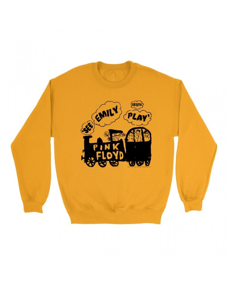 Pink Floyd Bright Colored Sweatshirt | See Emily Play Train Sketch Sweatshirt $13.28 Sweatshirts