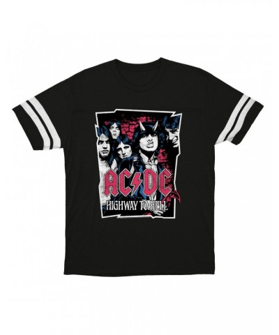 AC/DC T-Shirt | Highway To Hell Pink Design Distressed Football Shirt $10.54 Shirts