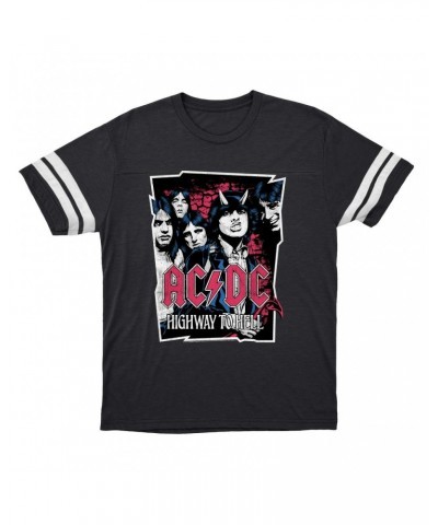 AC/DC T-Shirt | Highway To Hell Pink Design Distressed Football Shirt $10.54 Shirts