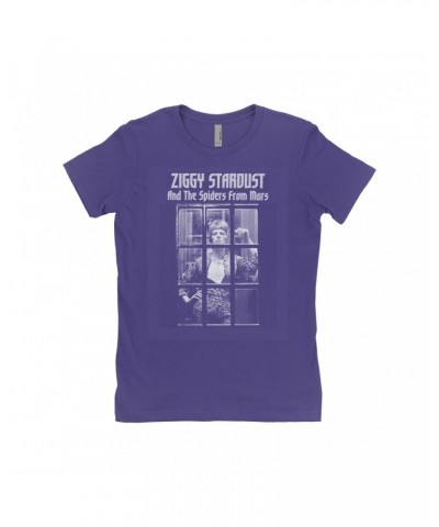 David Bowie Ladies' Boyfriend T-Shirt | Ziggy Stardust And The Spiders From Mars Design White Shirt $8.73 Shirts