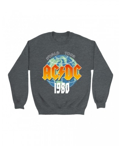 AC/DC Sweatshirt | 1980 Globe World Tour Sweatshirt $12.93 Sweatshirts