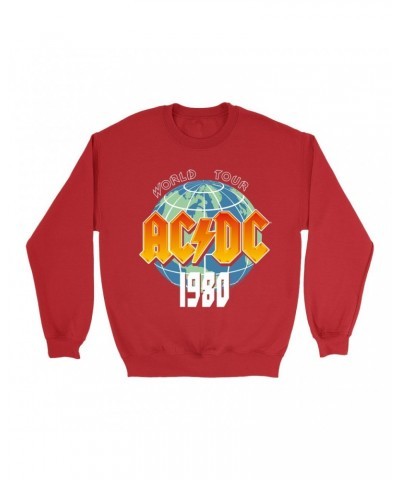 AC/DC Sweatshirt | 1980 Globe World Tour Sweatshirt $12.93 Sweatshirts