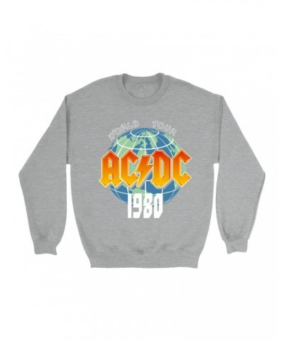 AC/DC Sweatshirt | 1980 Globe World Tour Sweatshirt $12.93 Sweatshirts