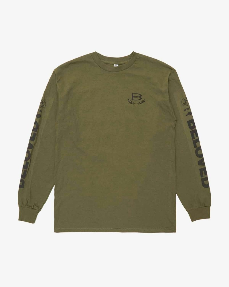 The Beloved Vision' Long Sleeve Tee - Military Green $13.30 Shirts